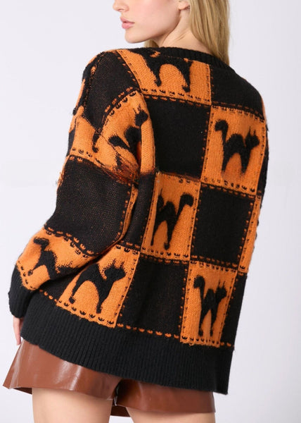 Orange Animal Cozy Knit Sweater O Neck Fall AE1027 OM-HW240901