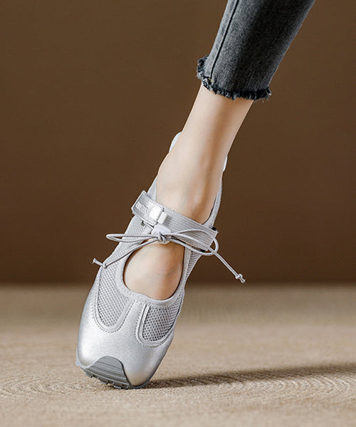 Flat Splicing Women Breathable Shoes Orange Mesh Boutique FashionChic