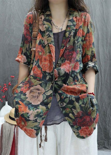 Coats Peter Orange Collar Pan Cotton Button Pockets Bracelet FashionChic