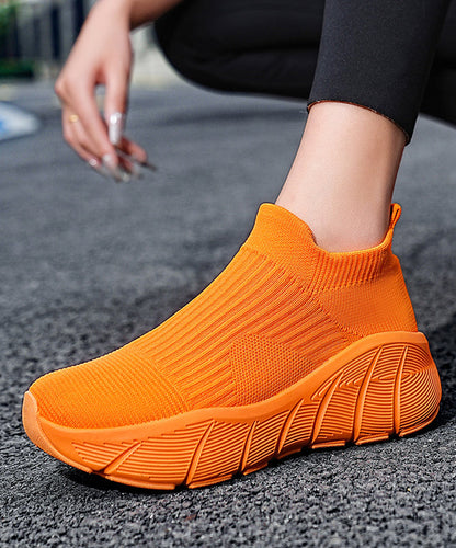 Orange Elastic Fabric Platform Sport Shoes For Women TP025