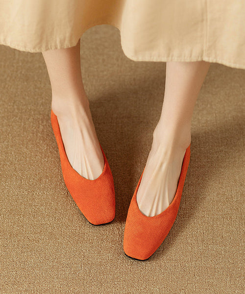 Feet Orange Splicing Flat Comfortable Shoes Suede FashionChic