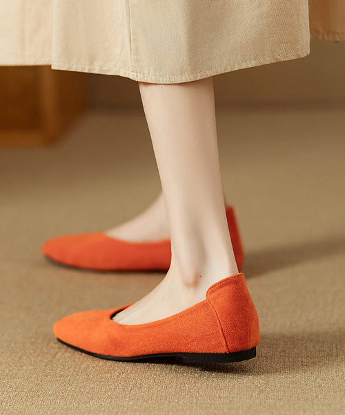 Feet Orange Splicing Flat Comfortable Shoes Suede FashionChic
