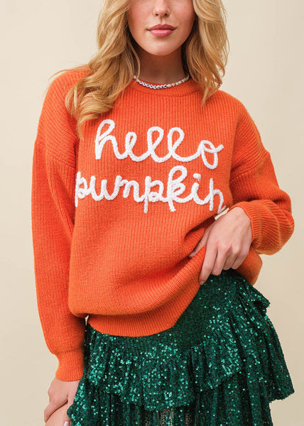 Orange Hollow Out Knit Sweaters O-Neck Long Sleeve AE1010 OM-HW240901