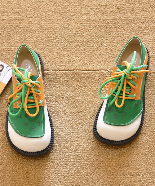 Women Orange Up For Lace Comfy Flat Splicing Shoes FashionChic