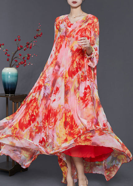 Orange Tie Dye Chiffon Beach Dresses Exra Large Hem Spring SD1102 Ada Fashion