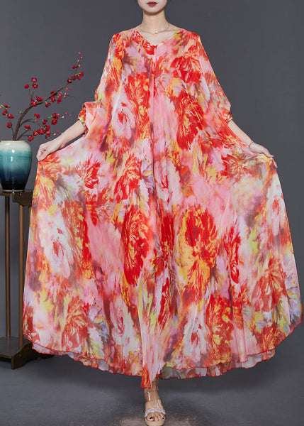 Orange Tie Dye Chiffon Beach Dresses Exra Large Hem Spring SD1102 Ada Fashion