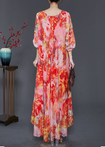 Orange Tie Dye Chiffon Beach Dresses Exra Large Hem Spring SD1102 Ada Fashion