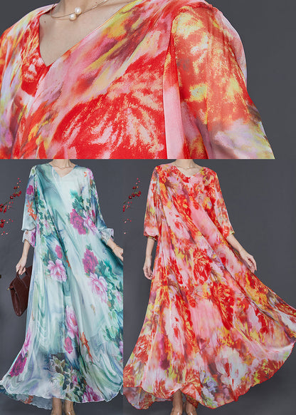 Orange Tie Dye Chiffon Beach Dresses Exra Large Hem Spring SD1102 Ada Fashion