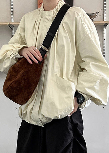 Organic Apricot Pockets Patchwork Coat Long Sleeve QE074 HS-CTS240925