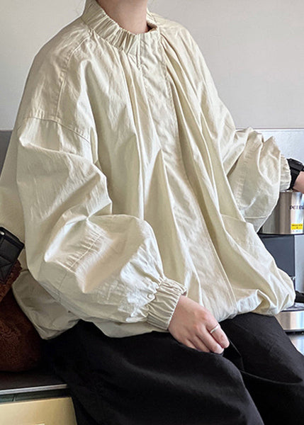 Organic Apricot Pockets Patchwork Coat Long Sleeve QE074 HS-CTS240925