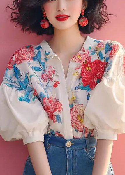 Shirt Beige Organic Sleeve Collar Print Peter Lantern Pan FashionChic