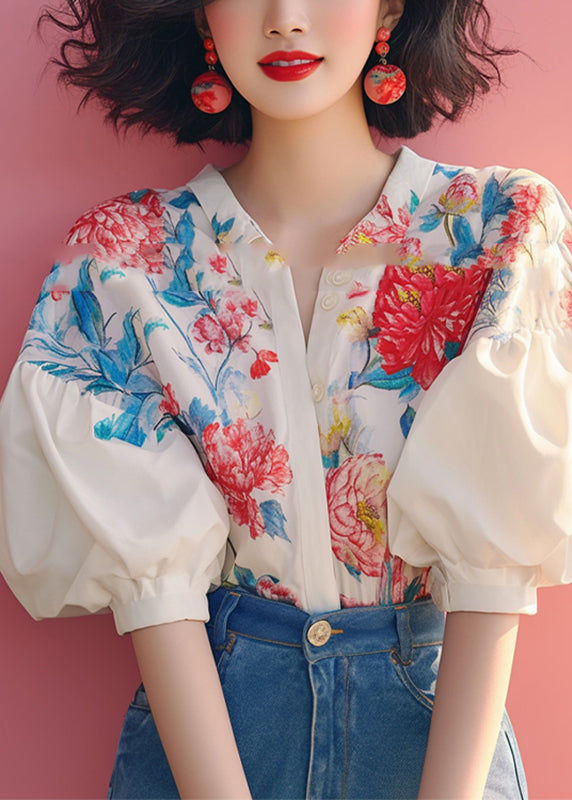 Shirt Beige Organic Sleeve Collar Print Peter Lantern Pan FashionChic