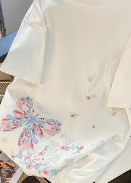 Shirts T Butterfly Organic Black Embroideried Men Summer Cotton FashionChic