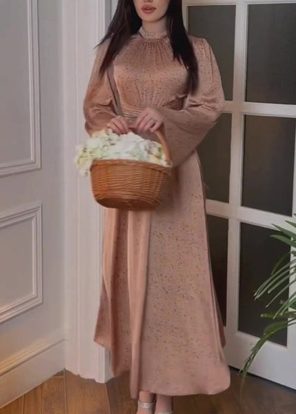 Organic Blue Lace Up Print Silk Maxi Dresses Fall QL035 OM-ZS241023