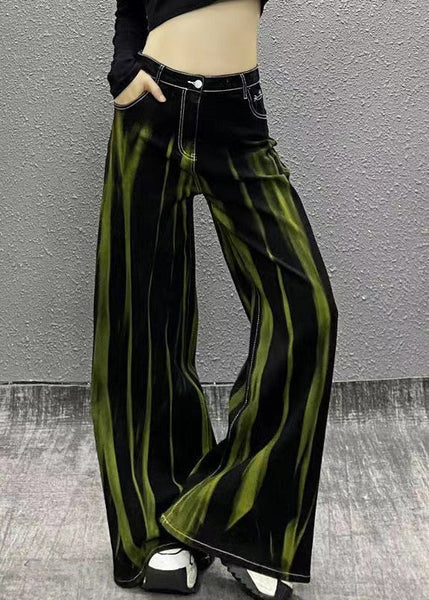 Organic Blue Pockets Tie Dye Denim Wide Leg Pants Fall RI010 ABC