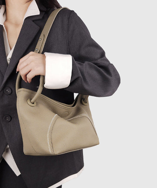 Organic Brown Patchwork Faux Leather Tote Handbag MM031 Bag-BGS240620