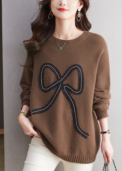 Organic Coffee O Neck Patchwork Woolen Knit Sweaters Winter RL033 ABC