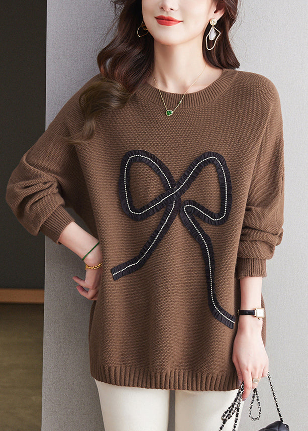 Organic Coffee O Neck Patchwork Woolen Knit Sweaters Winter RL033 ABC