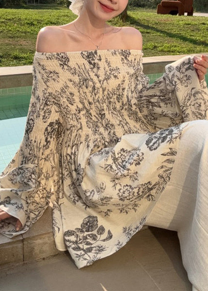 Organic Cold Shoulder Shirt Print Fall FashionChic