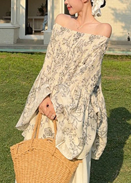 Organic Cold Shoulder Shirt Print Fall FashionChic