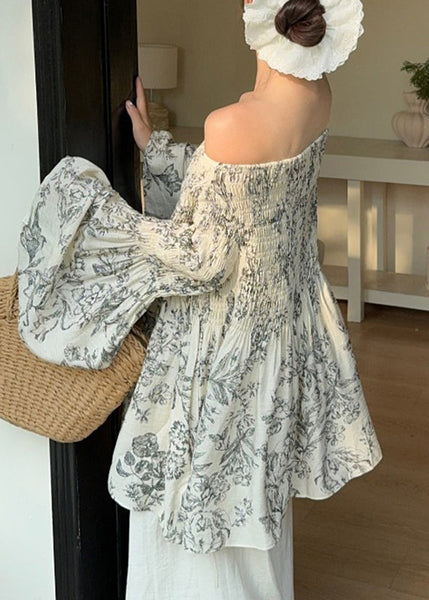 Organic Cold Shoulder Shirt Print Fall FashionChic