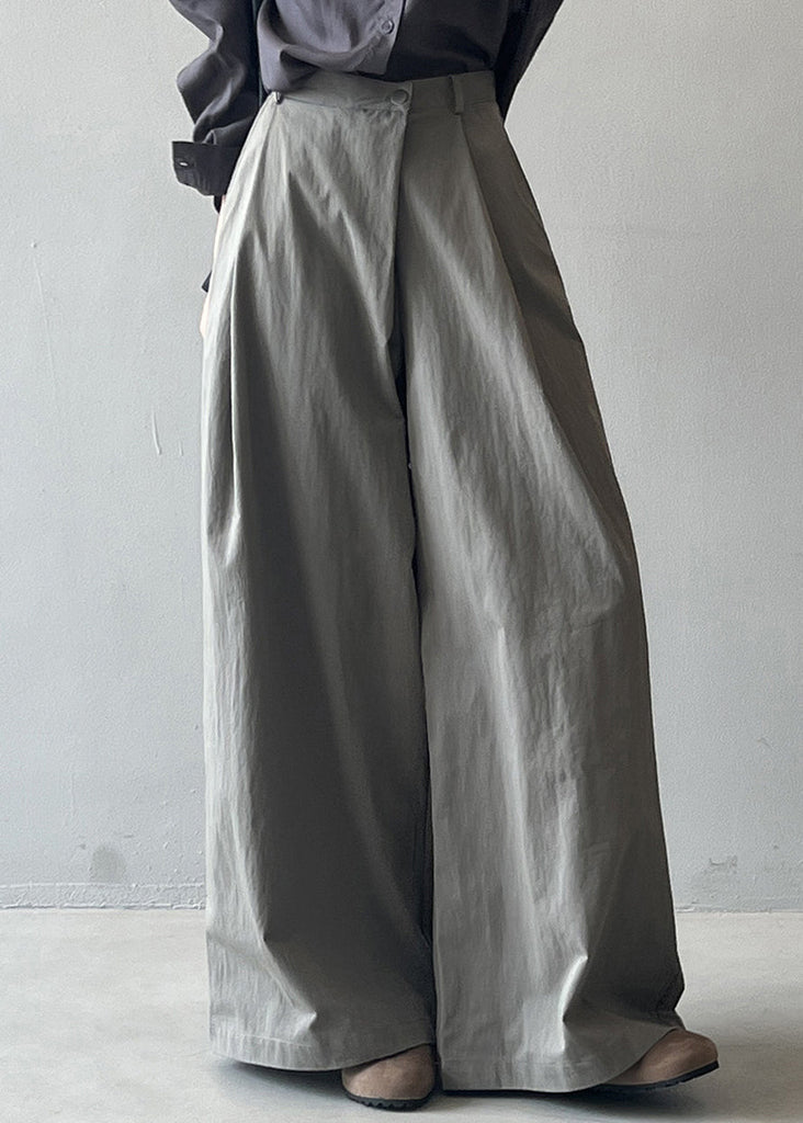 Organic Grey Pockets High Waist Cotton Wide Leg Pants Fall WR022 HS-LPTS241103