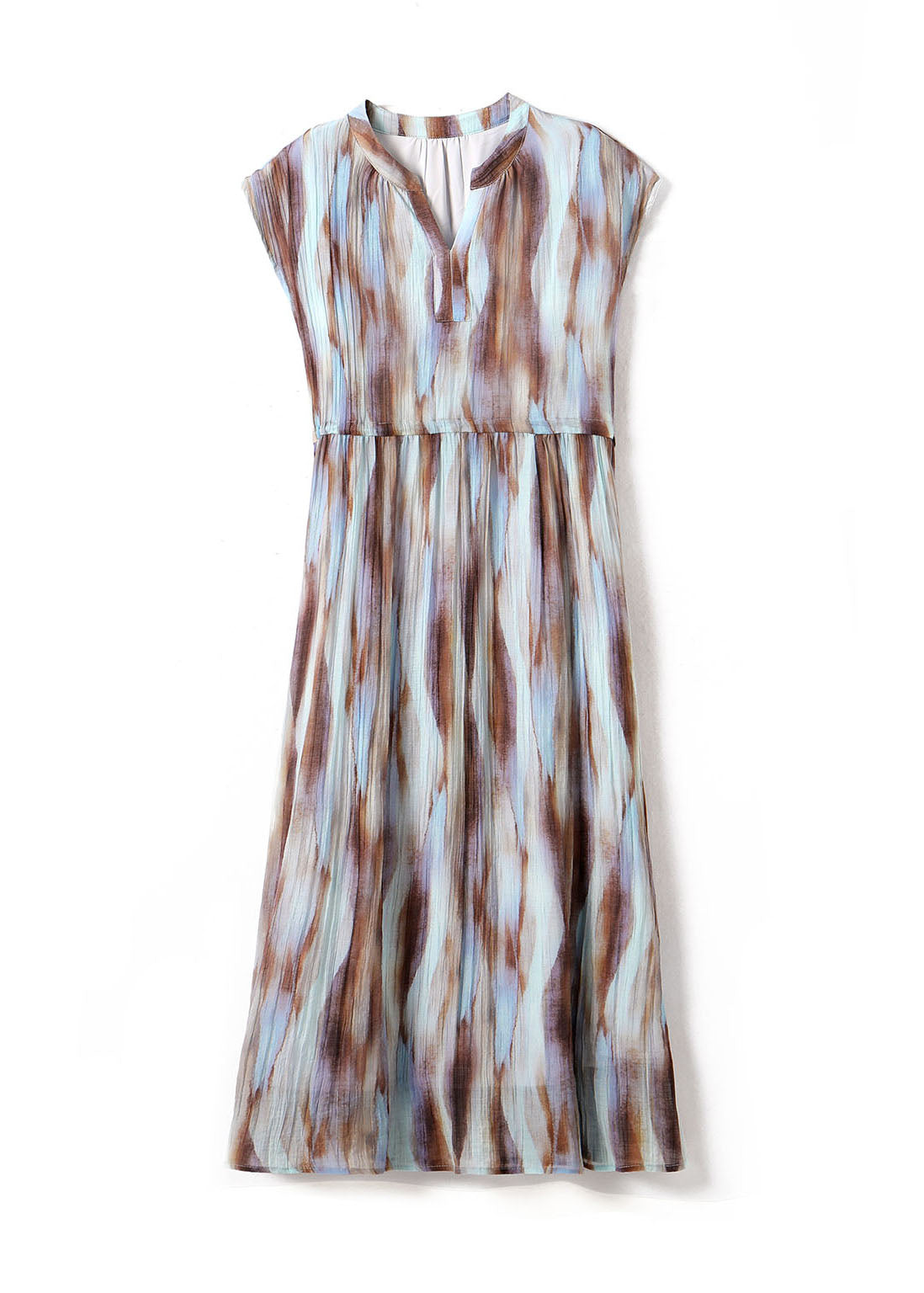 Organic Khaki Cinched Tie Dye Chiffon Maxi Dresses Summer YY010 OL-SDL2408-16