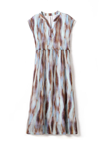 Organic Khaki Cinched Tie Dye Chiffon Maxi Dresses Summer YY010 OL-SDL2408-16