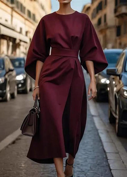 Sleeve Organic Dress Purple Solid Tunic Long Batwing FashionChic