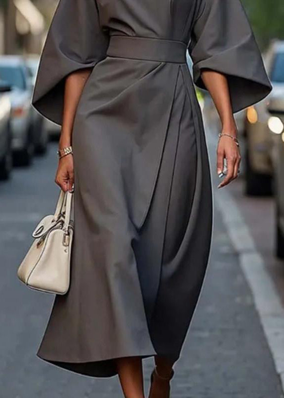 Solid Tunic Long Sleeve Purple Batwing Dress Organic FashionChic