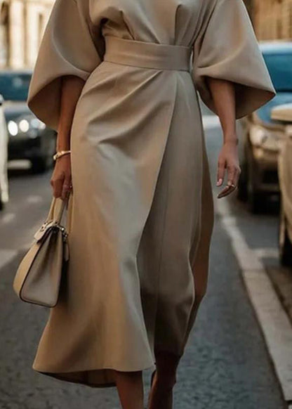 Solid Tunic Long Sleeve Purple Batwing Dress Organic FashionChic