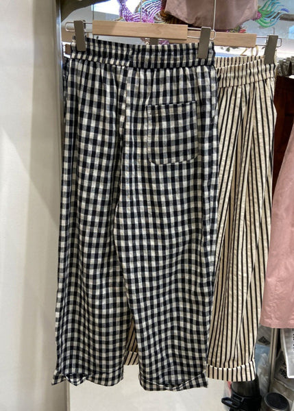 Organic Striped Elastic Waist Crop Pants Summer AP062 GK-CPTS240718