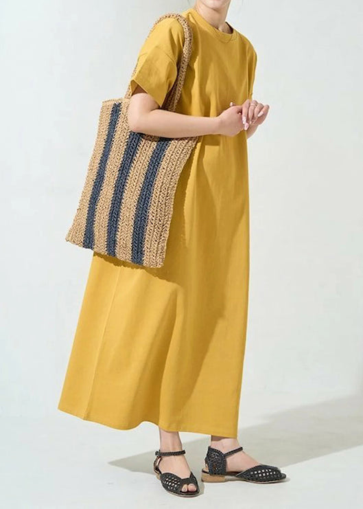 Cotton Yellow Organic Oversized Dresses Robe Summer FashionChic