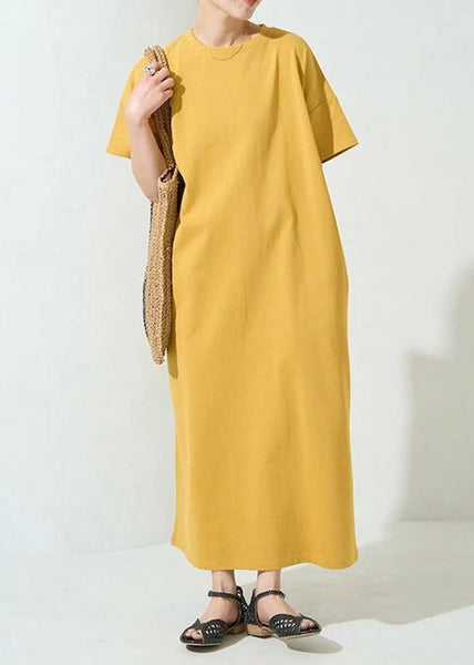 Cotton Yellow Organic Oversized Dresses Robe Summer FashionChic