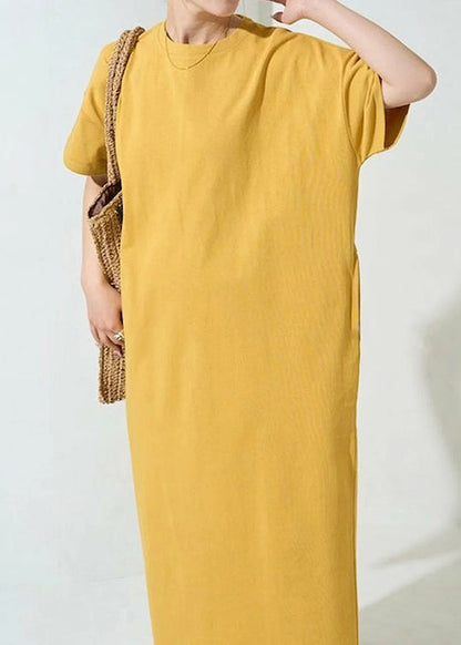 Cotton Yellow Organic Oversized Dresses Robe Summer FashionChic
