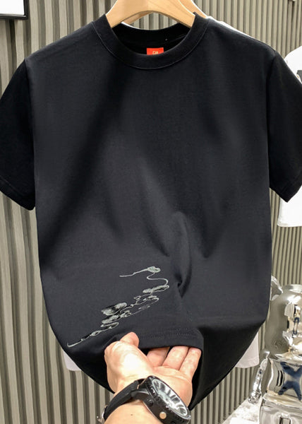 Mens Shirts Neck Oriental T O Summer Cotton Embroideried White FashionChic