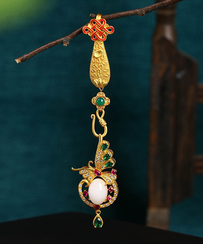 Oriental Women Rain Ancient Gold Jade Agate Butterfl Brooches KX1082 Ada Fashion