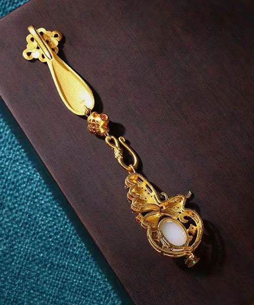 Oriental Women Rain Ancient Gold Jade Agate Butterfl Brooches KX1082 Ada Fashion