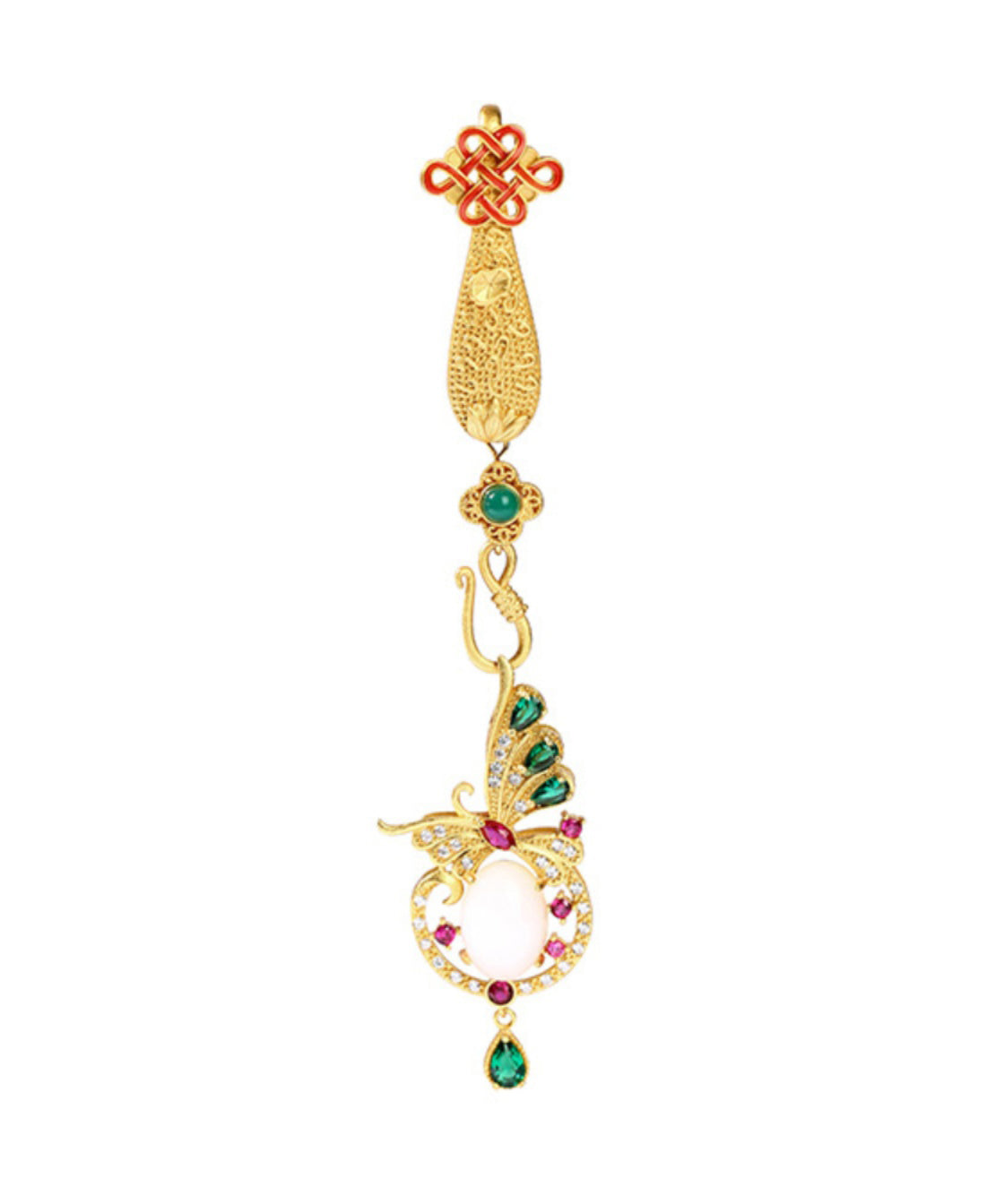 Oriental Women Rain Ancient Gold Jade Agate Butterfl Brooches KX1082 Ada Fashion