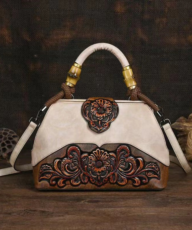 Original Beige Handmade Retro Embossed Handbag HJ1005 Ada Fashion