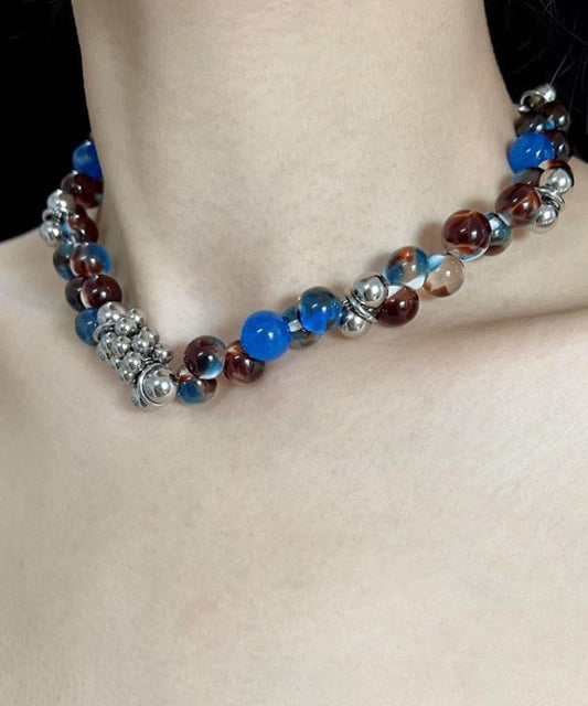 Original Colorblock Stainless Steel Acrylic Beads Gratuated Bead Necklace YR010 ABC
