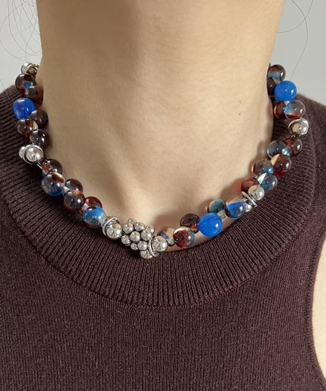 Original Colorblock Stainless Steel Acrylic Beads Gratuated Bead Necklace YR010 ABC