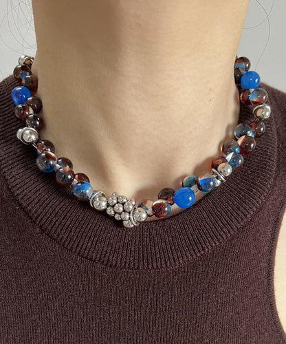 Original Colorblock Stainless Steel Acrylic Beads Gratuated Bead Necklace YR010 ABC