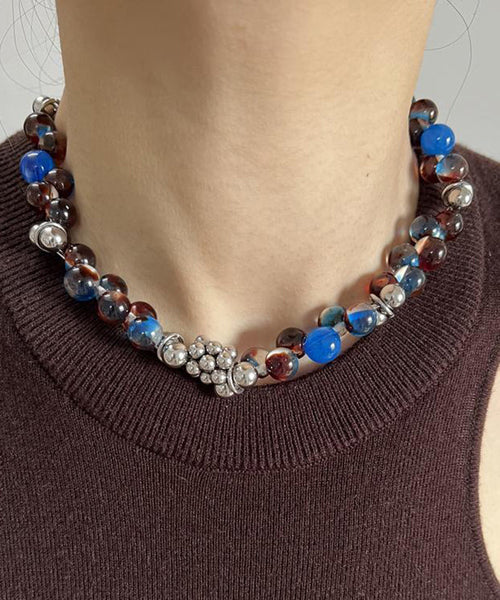 Original Colorblock Stainless Steel Acrylic Beads Gratuated Bead Necklace YR010 ABC