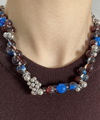 Original Colorblock Stainless Steel Acrylic Beads Gratuated Bead Necklace YR010 ABC