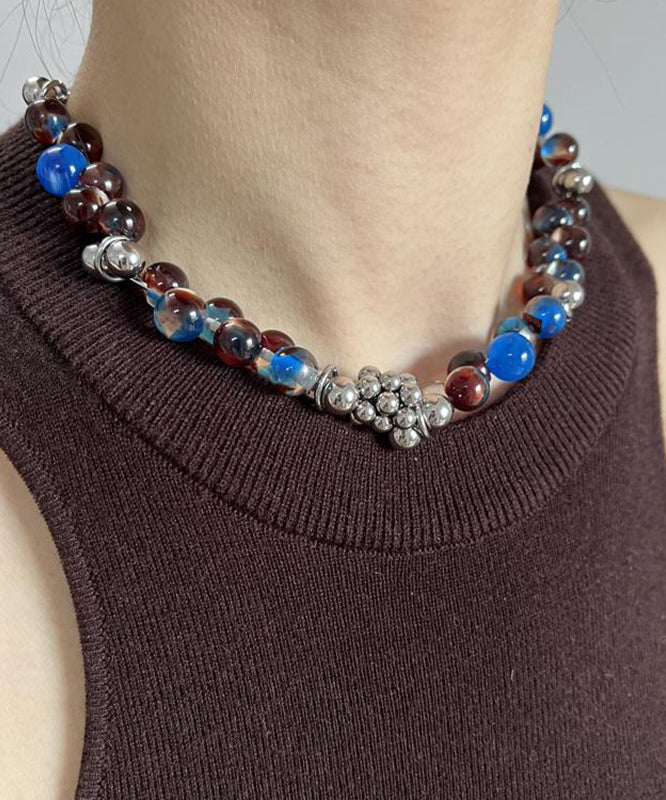 Original Colorblock Stainless Steel Acrylic Beads Gratuated Bead Necklace YR010 ABC