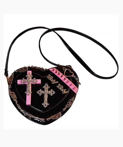 Original Cross Design Rivet Heart Messenger Bag GG075 Bag-BGS240606