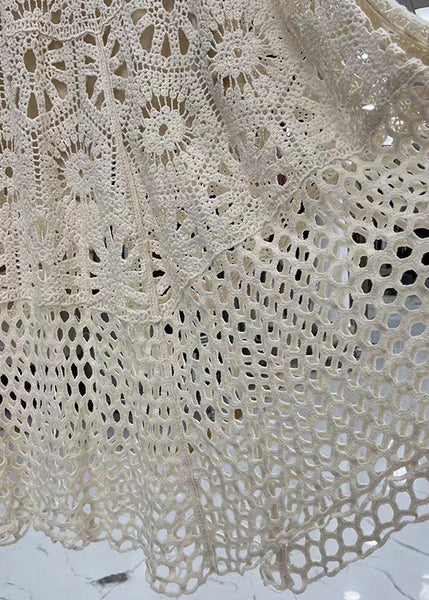 Line A Original Skirt Patchwork Elastic Beige Design Lace Waist FashionChic