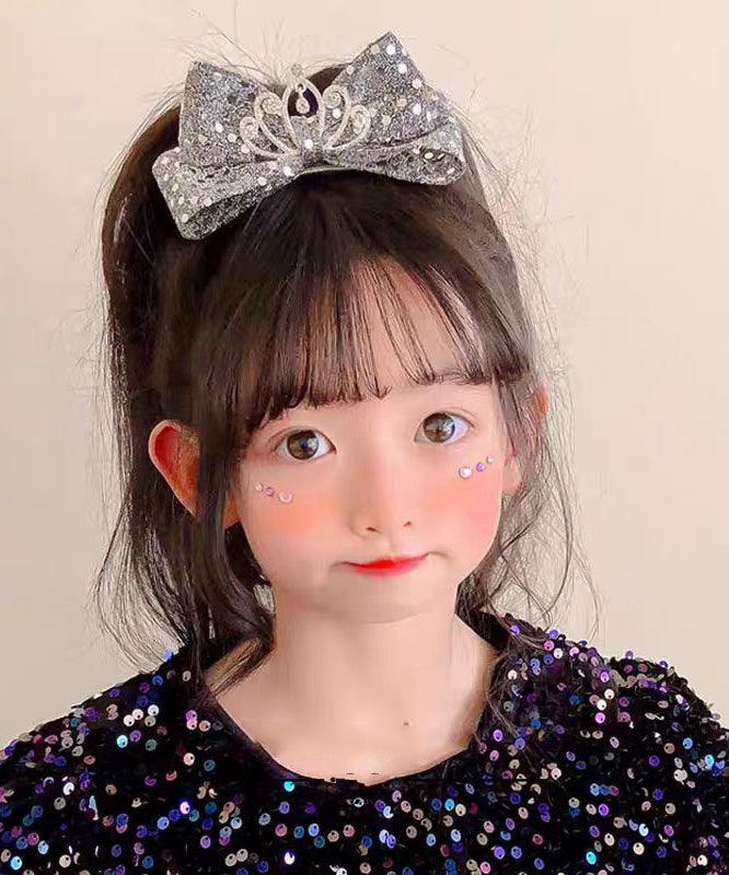 Original Design Black Alloy Zircon Bow Sequins Crown Kids Hairpin YG037 ABC