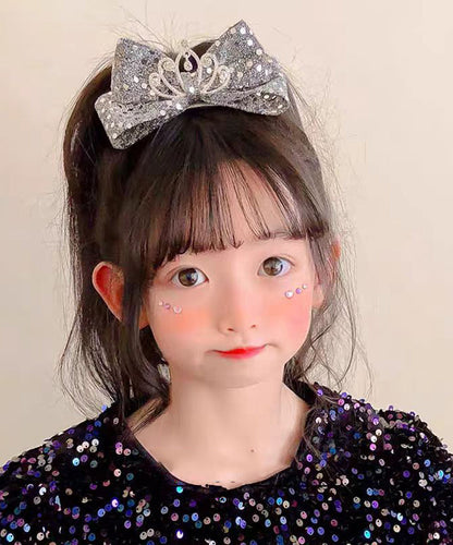 Original Design Black Alloy Zircon Bow Sequins Crown Kids Hairpin YG037 ABC